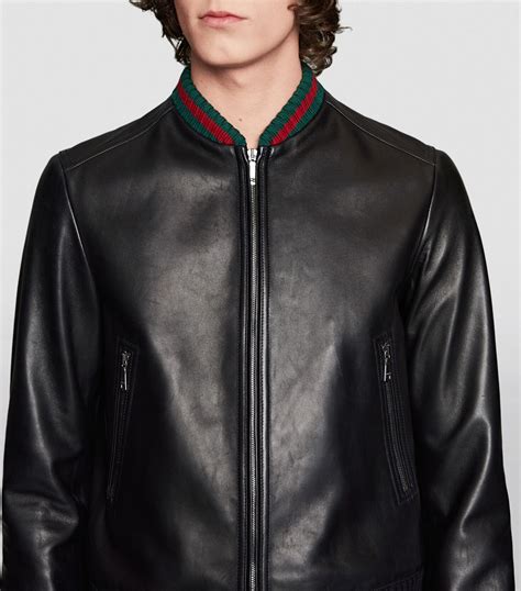 gucci web leather jacket|Gucci original leather jacket.